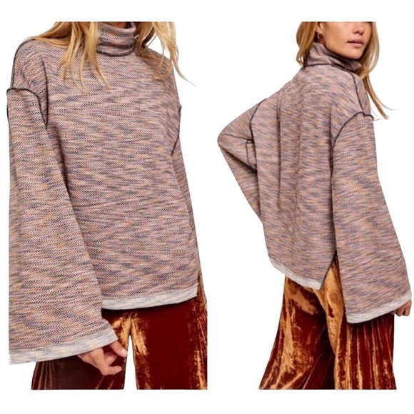 Free People Sweaters - Free People We The Free Sunny Days Turtleneck Sweater Womens Small Purple Gold